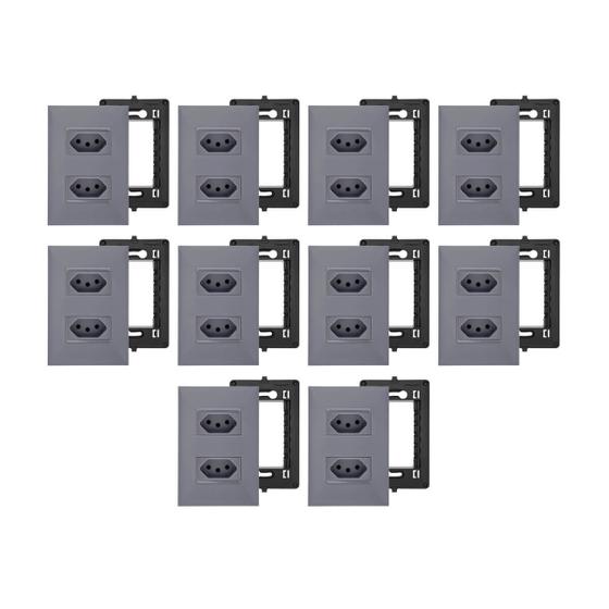 Imagem de Kit 10 Tomadas Dupla Pial Plus+ 10A 4x2 Borne Automático Legrand
