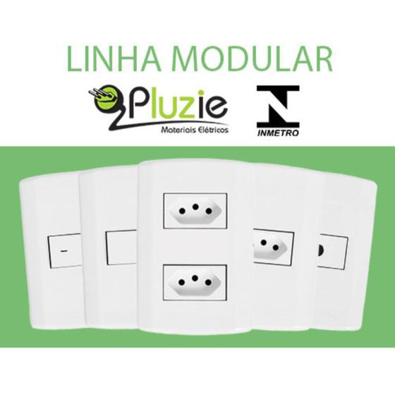 Imagem de Kit 10 Tomadas Tripla 20A Monobloco Pluzi Modular Pluzie 4x2 branca 250V