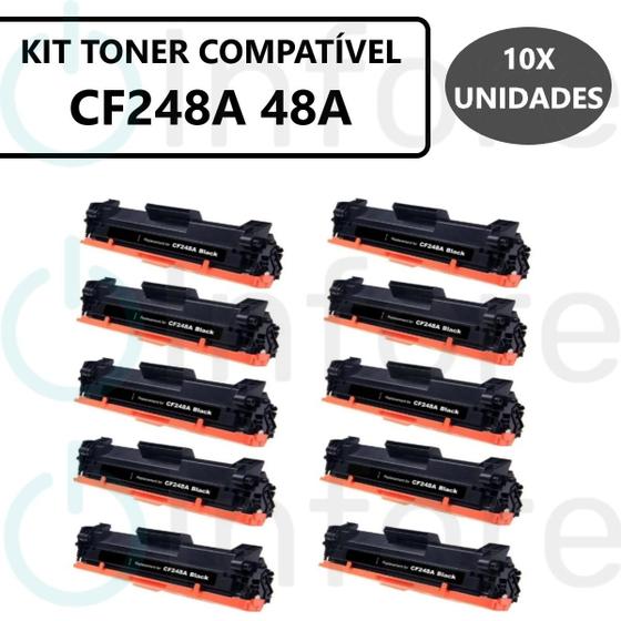 Imagem de Kit 10 Toner Compatível 48a Cf248a p/ Impressora 15 M15 M15A M15W 28 M28 M28A M28W