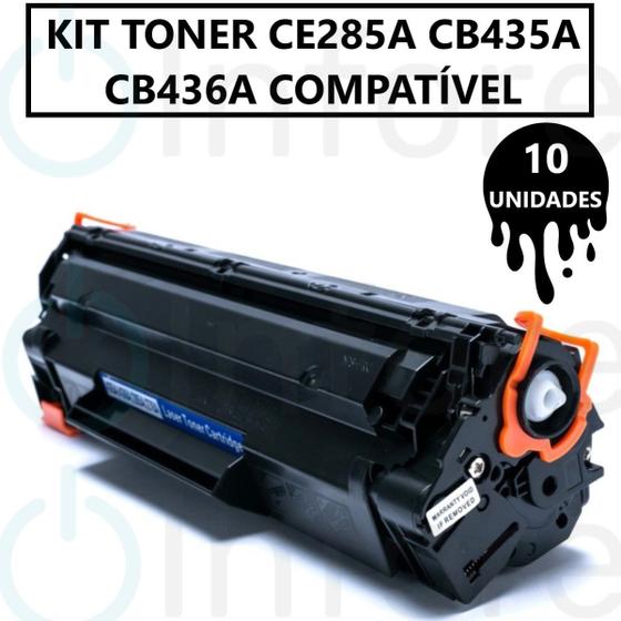 Imagem de Kit 10 Toner Compatível CE285A Universal Para Impressora P1102w M1132 M1210 M1212 M1210 Ce285a cb435a cb436a