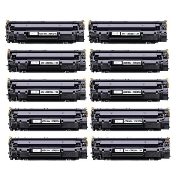 Imagem de Kit 10 Toner Compatível com Impressoras P1102w M1132 M1210 Ce285a cb435a cb436a 85a Universal