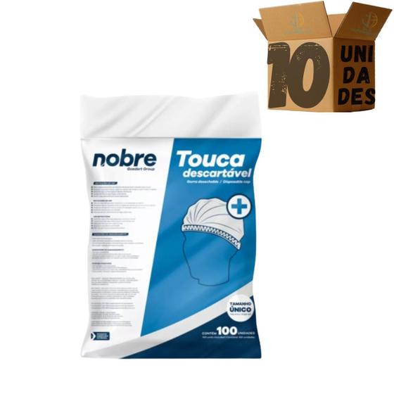 Imagem de Kit 10 Touca Descartável Tnt Com Elástico Nobre C/ 100un
