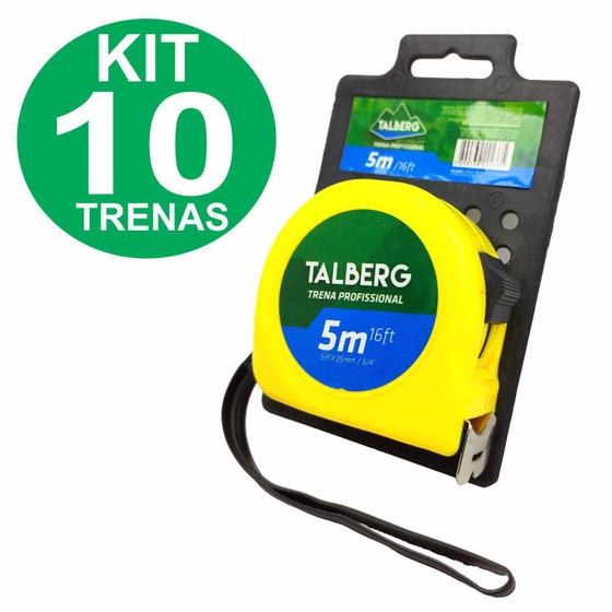 Kit 10 Trena Profissional Metro Ferramenta Manual Com Trava Fita de Aço ...