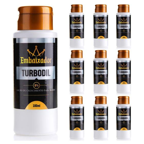 Imagem de Kit 10 Turbodil 8% Loção Crescimento de Barba Cabelo e Sobrancelhas