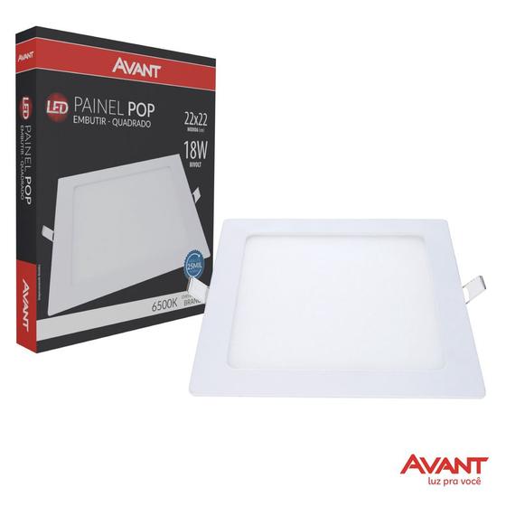 Kit 10 un. Painel led Embutir Quadrado Luminária Teto Plafon Pop Avant 18w 1260 lumens 6500k Branco Frio- 1 Ano Garantia Menor preço em Kit 10 un. Painel led Embutir Quadrado Luminária Teto Plafon Pop Avant 18w 1260 lumens 6500k Branco Frio- 1 Ano Garantia