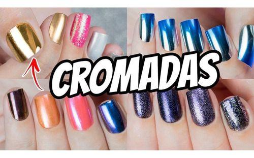 Imagem de Kit 10 Unhas Postiças Cromadas + Cola