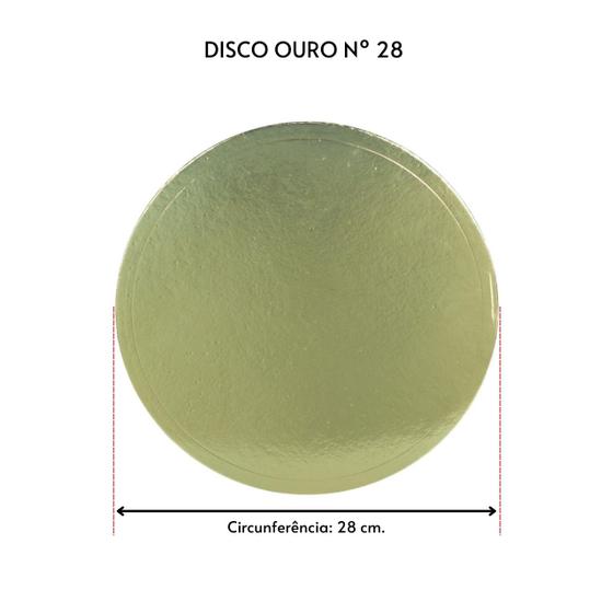 Imagem de Kit 10 Unidades Cake Board Para Bolo Disco Ouro 28cm