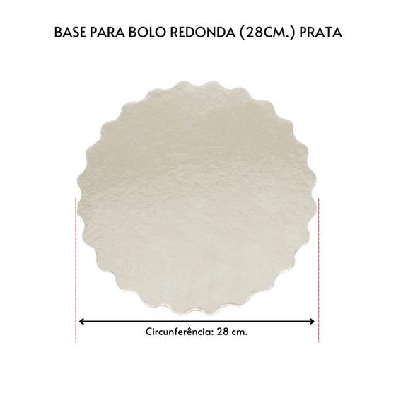 Imagem de Kit 10 Unidades Cake Board Para Bolo Redondo 28cm Prata