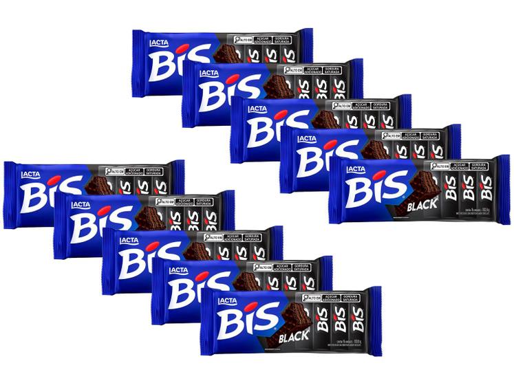 Kit 10 Unidades Chocolate Bis Black Meio Amargo - 100,8g Cada Lacta Imagem de Kit 10 Unidades Chocolate Bis Black Meio Amargo