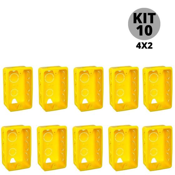Imagem de KIT 10 unidades de Caixa De Embutir Retangular Amarela 42