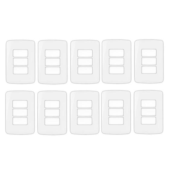 Imagem de Kit 10 Unidades - MG B3 Placa 4x2 3 Postos Horizontal Branco