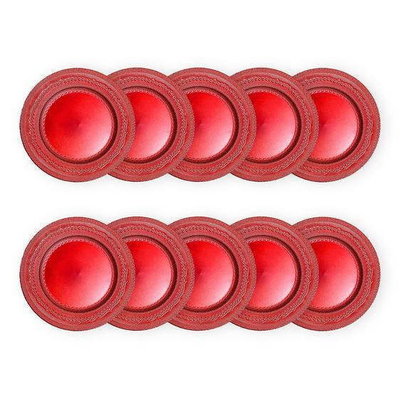 Imagem de Kit 10 Unidades Sousplat Redondo Vermelho Fosco 33Cm Rafimex