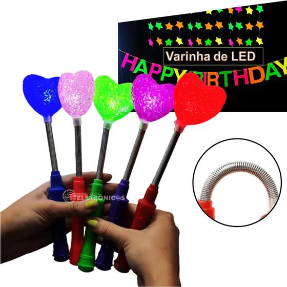 Imagem de Kit 10 Varinha Mágica LED Coração Coloridos Brilhante Pisca Para Festa Criança - OK016CO