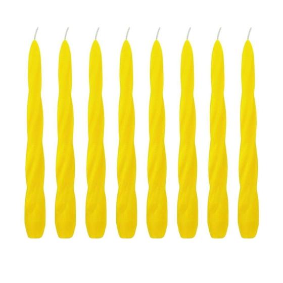 Imagem de Kit 10 Velas Castiçal Amarela Torcida 20 Cm Candelabro