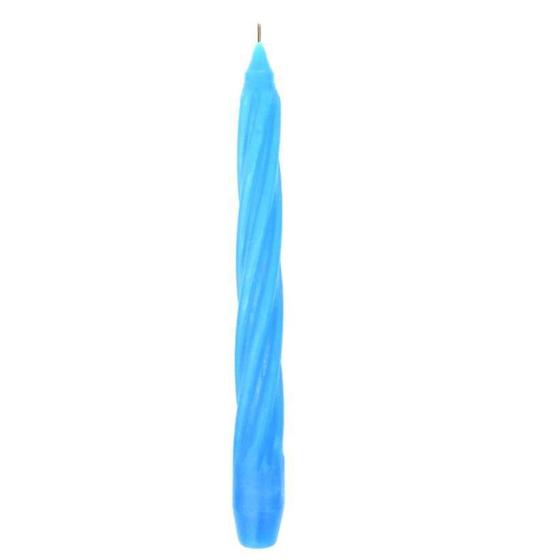 Imagem de Kit 10 Velas Castiçal Azul Claro Espiral 20 Cm Candelabro