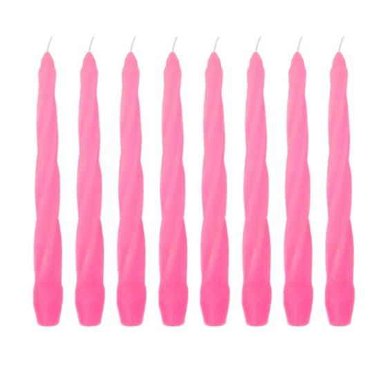 Imagem de Kit 10 Velas Castiçal Rosa 20 Cm Candelabro