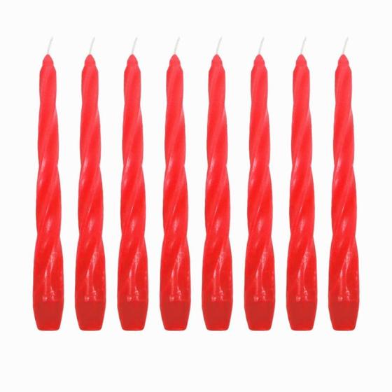 Imagem de Kit 10 Velas Castiçal Vermelha 20 Cm Candelabro