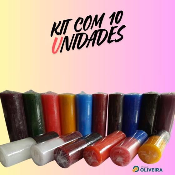 Imagem de Kit 10 Velas De 7 Dias Coloridas 100% Parafina Pura 250g