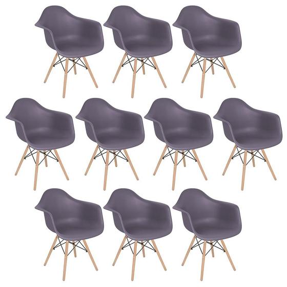 Imagem de KIT - 10 x cadeiras Charles Eames Eiffel DAW com braços - Base de madeira clara -