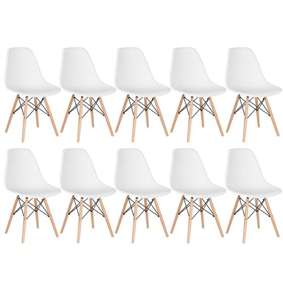 Imagem de KIT - 10 x cadeiras Charles Eames Eiffel DSW - Base de madeira clara