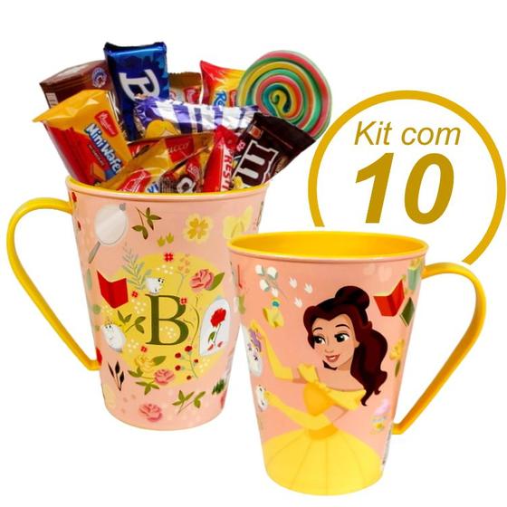 Imagem de Kit 10 Xícara Plástica Copo Princesa Bela para Festa Infantil e Decoração