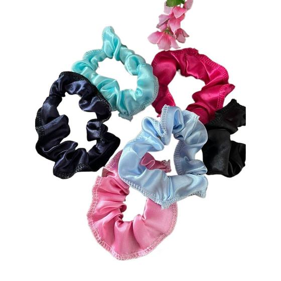 Kit 10 Xuxas de Cetim Scrunchie de Seda Rabicó Elástico para Cabelo de Cetim