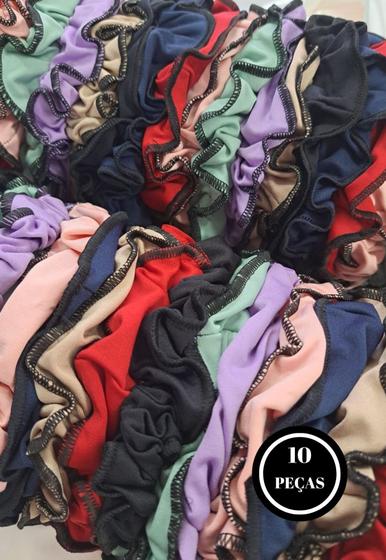 Imagem de Kit 10 Xuxinha Anti Frizz Elástico Liguinha Acessório para Cabelo Scrunchie