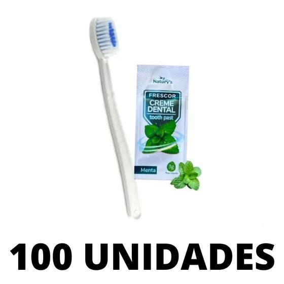 Kit 100 1 Escova + Creme Dental Sache 3g Natury's Luxo Menor preço em Kit 100 1 Escova + Creme Dental Sache 3g Natury's Luxo