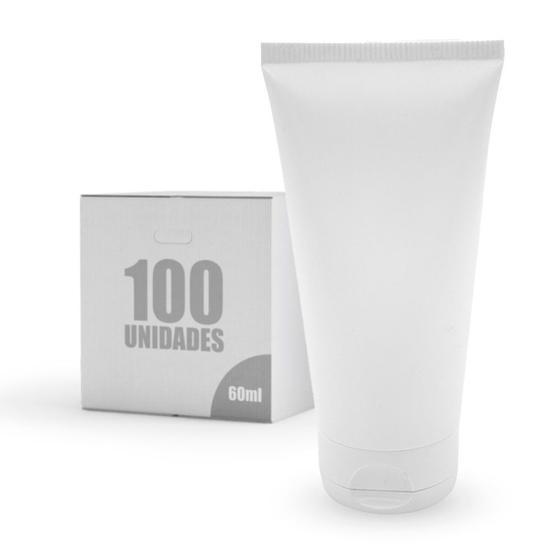 Imagem de Kit 100 Bisnagas Plásticas D35 60ml Lembrancinhas Aniversários Chá Revelação Higiene Diária Branca