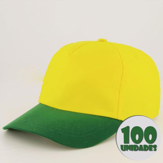 Imagem de Kit 100 Bonés Dras Sports Amarelo e Verde