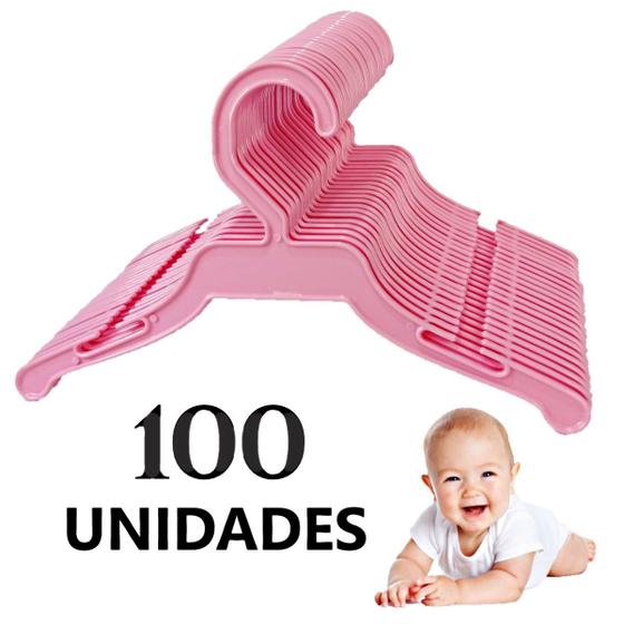 Imagem de Kit 100 Cabide Para Bebê Infantil Coloridos Menina Menino Plástico Acrílico Resistente