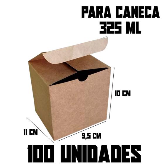 Imagem de Kit 100 Caixinhas Kraft Para Caneca / Xícara 325ml 9cm x 11cm x 10cm Pré Montadas