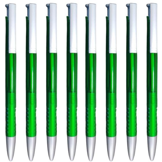 Imagem de Kit 100 Canetas esferográfica tinta azul sublimática cor verde - atacado