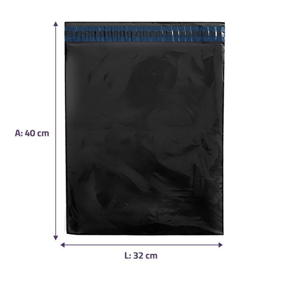 Imagem de Kit 100 Envelopes de Segurança Preto Embalagem Correios 12X18 19X25 20X30 26X36 32X40 40X50