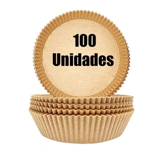 Imagem de Kit 100 Forma Redonda Protetor Para Fritadeira Elétrica Airfryer Papel Descartável 20cm x 20cm