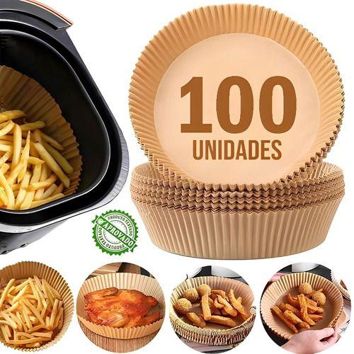 Imagem de Kit 100 Forro Descartável P/ Assar A Prova De Óleo Airfryer