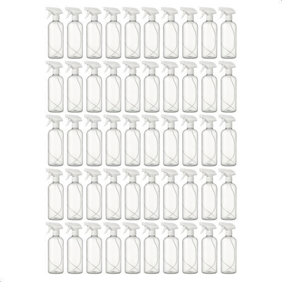 Imagem de Kit 100 Frascos Borrifador Spray Pulverizador 1000ml com Válvula Multiuso Transparente 1L