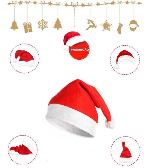 Imagem de Kit 100 Gorro Touca Papai Noel Natal Feltro Tamanho Adulto