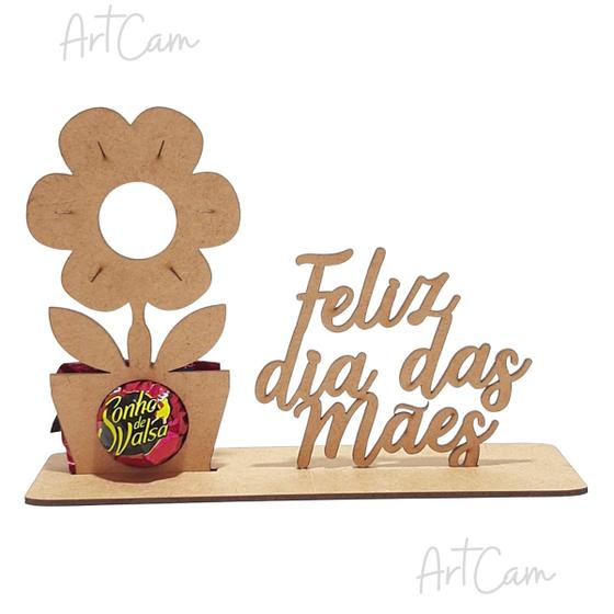 Imagem de kit 100 lembrancinha porta bombom FLOR MDF dia das Mães