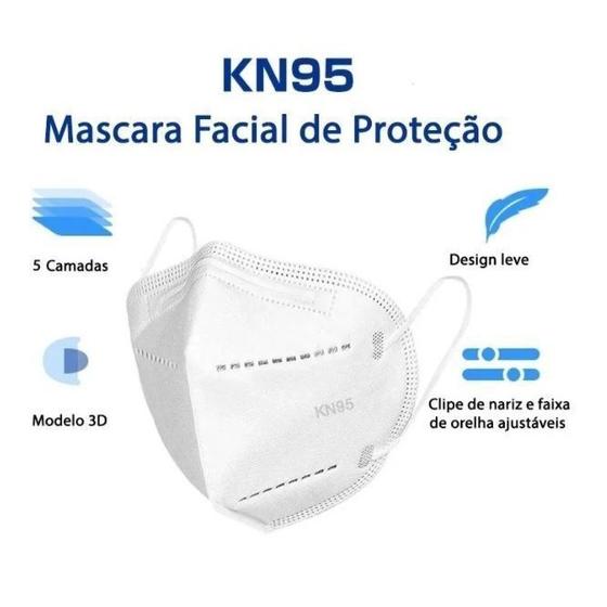 Imagem de Kit 100 Máscaras KN95 com Clip Nasal - Proteção Máxima com 5 Camadas N95 KN95 PFF2