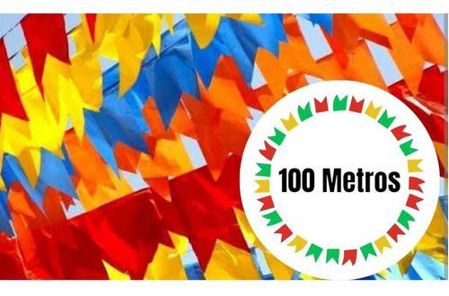 Imagem de Kit 100 Metros Bandeirinha Decoração Festa Junina São João