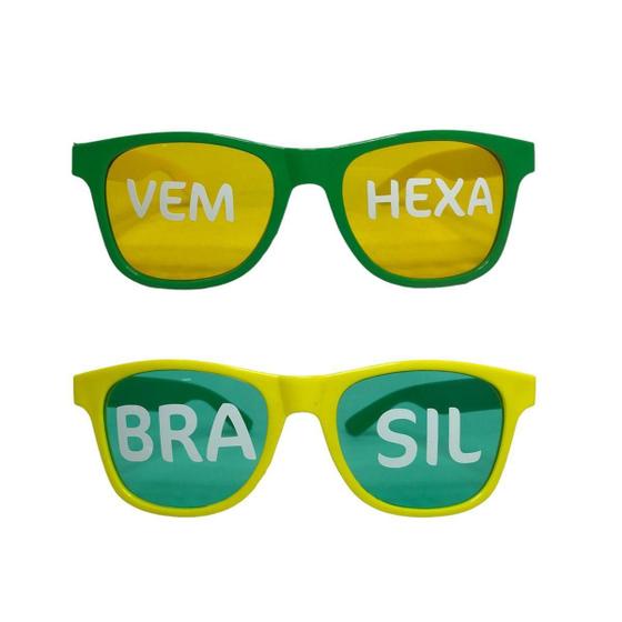 Imagem de Kit 100 Óculos Do Brasil Verde Amarelo Personalizados 2022