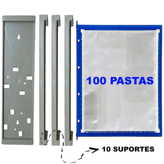Imagem de KIT 100 pastas azul + 10 suporte Isoflex Original