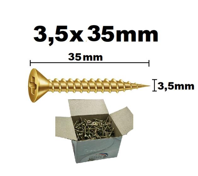 Kit 100 Peças Parafuso 3,5x35 para Madeira Chipboard Cabeça Chata Philips - New Fix Menor preço em Kit 100 Peças Parafuso 3,5x35 para Madeira Chipboard Cabeça Chata Philips - New Fix