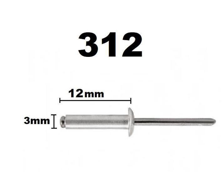 Kit 100 Peças Rebite 312 (3,2x12mm) Pop Repuxo Alumínio - New Fix Menor preço em Kit 100 Peças Rebite 312 (3,2x12mm) Pop Repuxo Alumínio - New Fix