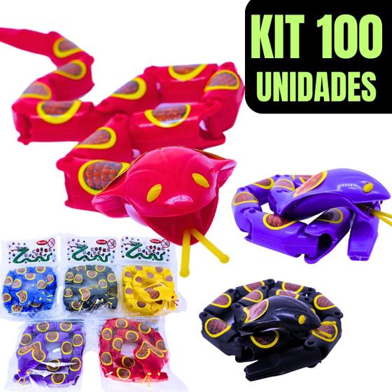 Imagem de Kit 100 Prenda Cobra Maluca Articulada Festa Junina Infantil Brinquedos Doação Criança 