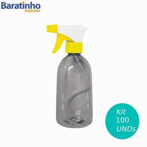 Imagem de Kit 100 Pulverizador Frasco 500 Ml Borrifador Spray Amarelo