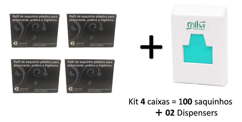 Imagem de Kit 100 Sacos Para Descarte de Absorvente + 02 Dispensers