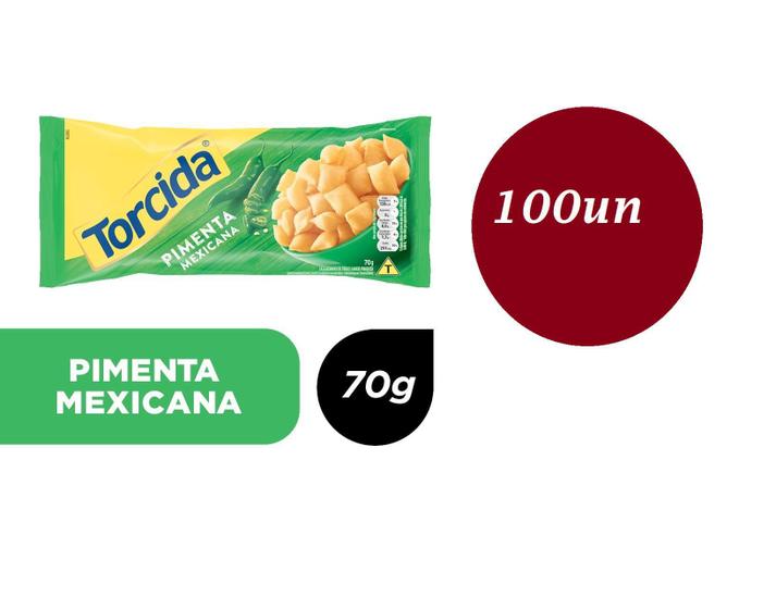 Imagem de Kit 100 Salgadinhos Torcida sabor pimenta mexicana 70g - Lucky