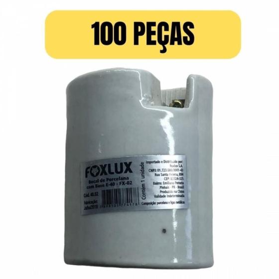 Imagem de Kit 100 Soquete Receptaculo Porcelana Bocal E40 Foxlux 40.02